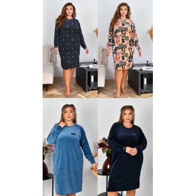 Батальные велюровые туники 2XL-3XL-4XL