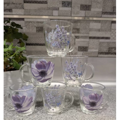 Стеклянная чашка(340мл) в ассортименте 