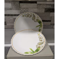 Тарелка из стеклокерамики (21см)Белая орхидея