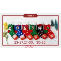 Детские новогодние носки шерстяные на овчине 27-30 и 31-35 (7276)
