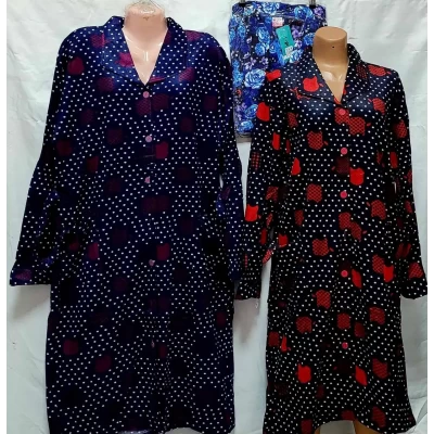 Женский халат байковыйS-3 (XL-5XL) с рукавами пуговицы, 1511 Женский халат байковыйS-3 (XL-5XL) с рукавами пуговицы, 1511