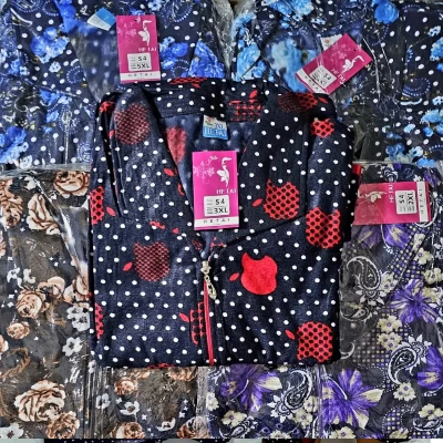 Женский халат байковыйS-4 (XL-5XL) с рукавами молния, 1441 Женский халат байковыйS-4 (XL-5XL) с рукавами молния, 1441