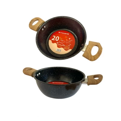 Кастрюля желез. с двух. руч. 3цв. 24см, 03539