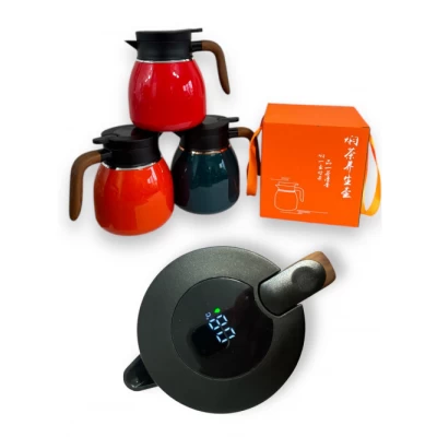 Термос-чайник с показателем темп. внутри сталь 4цв. 1,1л., Термос-чайник с показателем темп. внутри сталь 4цв. 1,1л.,