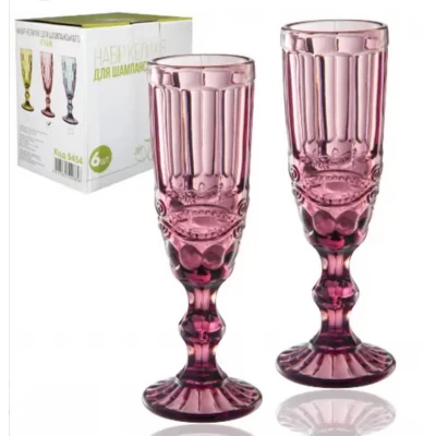 Набор для шампанского (260мл) Винтаж бордо (6штук)