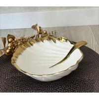 Фарфоровое блюдо  салатник(20см) с золотым ободком