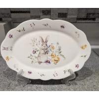 Фарфоровое овальное блюдо (30.5*21*24см) Весенние истории