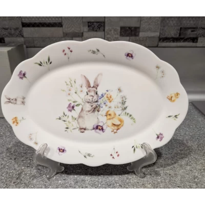 Фарфоровое овальное блюдо (30.5*21*24см) Весенние истории