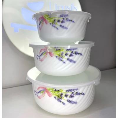 Набор судочков из стеклокерамики 3шт Лаванда