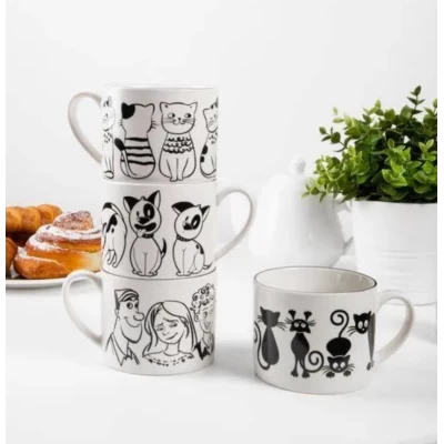 Фарфоровая чашка(400мл) Черная кошка