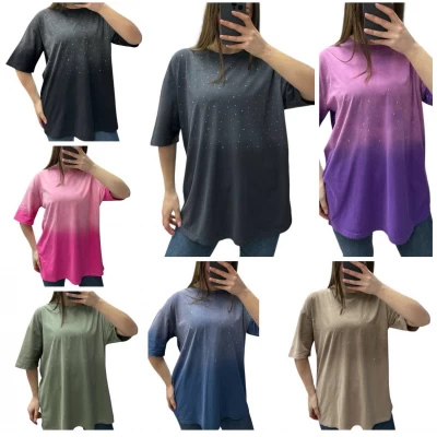 Футболка (амбре-напилення) 25106 (оверсайз) Розмір- S, M, L 46-58, 95% котон 