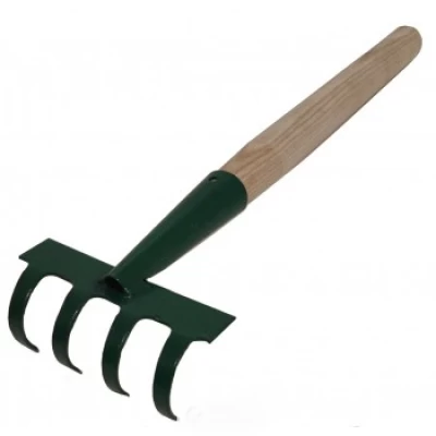 Грабли садовые 4 зуба с деревянной ручкой (46*12 см)