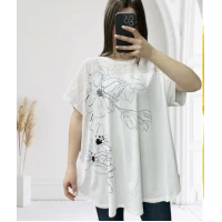 Футболка 25016 ХБ трикотаж + прошва   Размер 56-58,58-60,60-62