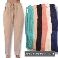 Брюки жіночі літні, в мілкий горошок. Кеналін. Тканина жатка. Колір в упаковці мікс. Розміри: 3XL-7XL. 