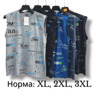 Футболка безрукавка чоловіча трикотажна. Норма. Розміри: XL, 2XL, 3XL. різного кольору.