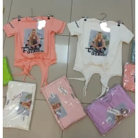 Футболка із зав'язками на талії для дівчаток 9/12, 13/16 років; Туреччина