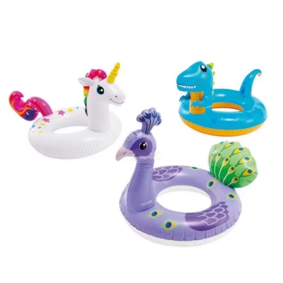 Детский надувной круг для плавания Звери 81x58см, 3-6л