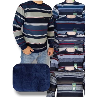 Светир чоловічій в смужку, утеплений, всередині на тонкому хутрі. Розміри: XL-5XL. 