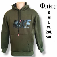 Худі-кенгуру трикотажне, утеплене всередині на флісі. Колір зелений ( болотний). Норма. Розміри: S, M, L, XL, 2XL, 3XL.