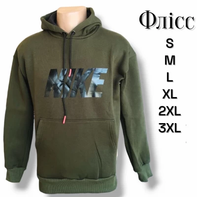 Худі-кенгуру трикотажне, утеплене всередині на флісі. Колір зелений ( болотний). Норма. Розміри: S, M, L, XL, 2XL, 3XL.