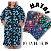 Халат жіночий велюровий. Фірми HATAI. Довжина рукава 3/4. Батал. Розміри: 10,12, 14, 16, 18.