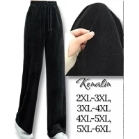 Брюки жіночі велюрові в рубчик, вільного крою. Демісезонні . Фірми Кenalin. Колір чорний. Розміри: 2XL-6XL.