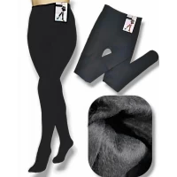 Колготки жіночі безшовні теплі, на тонкому хутрі. Фірми Алія. Батал. Колір чорний. Розмір 54-60.