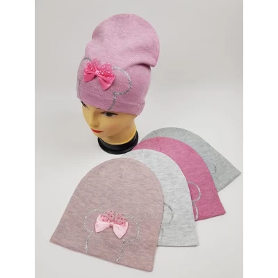 Дитячі польські демісезонні в'язані шапки для дівчат, р.52-54  (Польша)