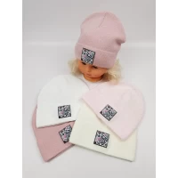 Польські дитячі демісезонні в`язані шапки для дівчат оптом, р.46-48, (Польша)