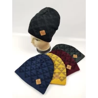 Демісезонні вязані шапки на трикотажній підкладці для хлопців, р.52-54 (Польша)