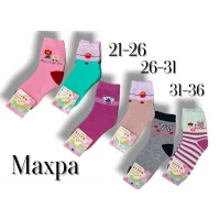 Шкарпетки дитячі теплі на махрі, для дівчаток. Фірми Алія. Розміри: 21-26, 26-31, 31-36