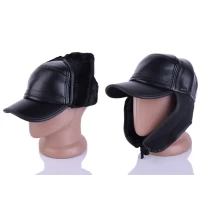 Кепка чоловіча тепла. Кож.зам На флісі з вушками. Розмір 56-59