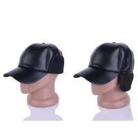 Кепка чоловіча тепла. Кож.зам На флісі з вушками. Розмір 56-59