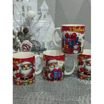 Керамическая чашка(350мл) круговая деколь Новогодняя