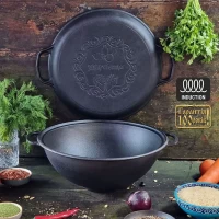 Казан чугунный узбекский 8 л WOK с крышкой-сковородой "Наша Майстерня"