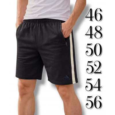 Шорти чоловічі трикотаж коттон. Adidas. Колір чорний. Розміри: 46, 48, 50, 52, 54, 56.