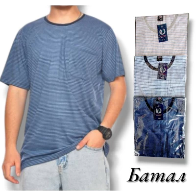 Футболка чоловіча трикотажна в смужку. Має одну кишеню. Батал: 6XL-10XL Футболка чоловіча трикотажна в смужку. Має одну кишеню. Батал: 6XL-10XL