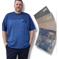 Футболка чоловіча в смужку з накладною кишенею. Розміри:XL, 2XL, 3XL, 4XL.