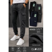 Чоловічі трикотажні спортивні брюки, утеплені на байці. Фірми Clover. Знизу на манжеті. Розміри: XL-5XL. Чоловічі трикотажні спортивні брюки, утеплені на байці. Фірми Clover. Знизу на манжеті. Розміри: XL-5XL.