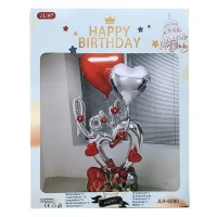 Арка из воздушных шаров "Love", красное и серебряное сердце