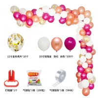 Арка гирлянда из воздушных шаров "Розовое золото, красный, белый"