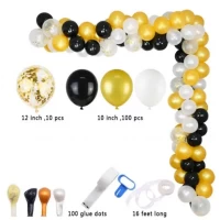 Арка гирлянда из воздушных шаров "Чёрно-золотая" 