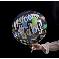 Шар баблс с рисунком "Welcome baby шарики" 45 см