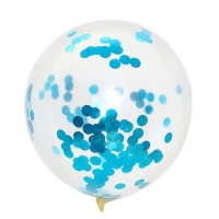 Воздушный шар 12" с конфетти бирюзовый (Китай), 1 штука 