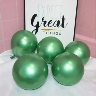 Шарики воздушные хром зелёный 5" (Китай), 100 штук