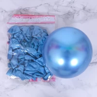 Шарики воздушные хром синий 10" (Китай), 50 штук