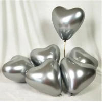 Шары воздушные сердца 12" хром серебро (50 шт/уп), Китай