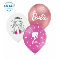 Воздушные шары "Кукла Барби" розовый хром, розовый, белый (25 шт/уп) 12" ТМ Sharoff
