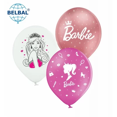 Воздушные шары "Кукла Барби" розовый хром, розовый, белый (25 шт/уп) 12" ТМ Sharoff