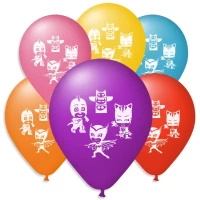 Воздушные шарики пастель шелкография Герои в масках 10" (25 см), В упаковке ассорти 100 штук